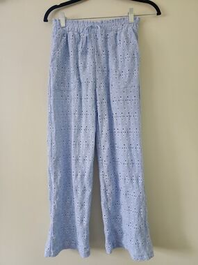 Zara Pale Blue Eyelet Elastic Waist Skirt